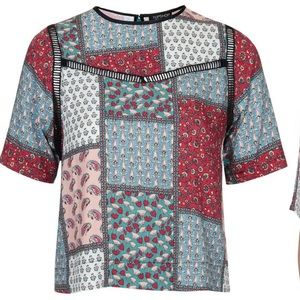 Ladder Stitch Scarf Print Tee by Topshop size 2